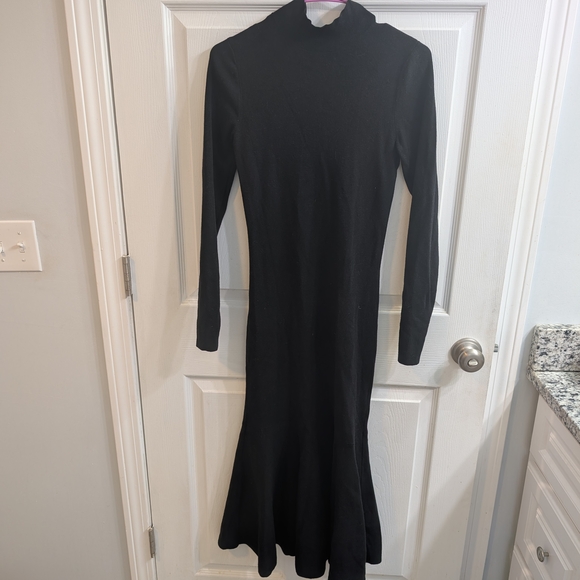 Lewit Flared Hem Wool Blend Sweater Dress Black 15Wx48L - Size XS